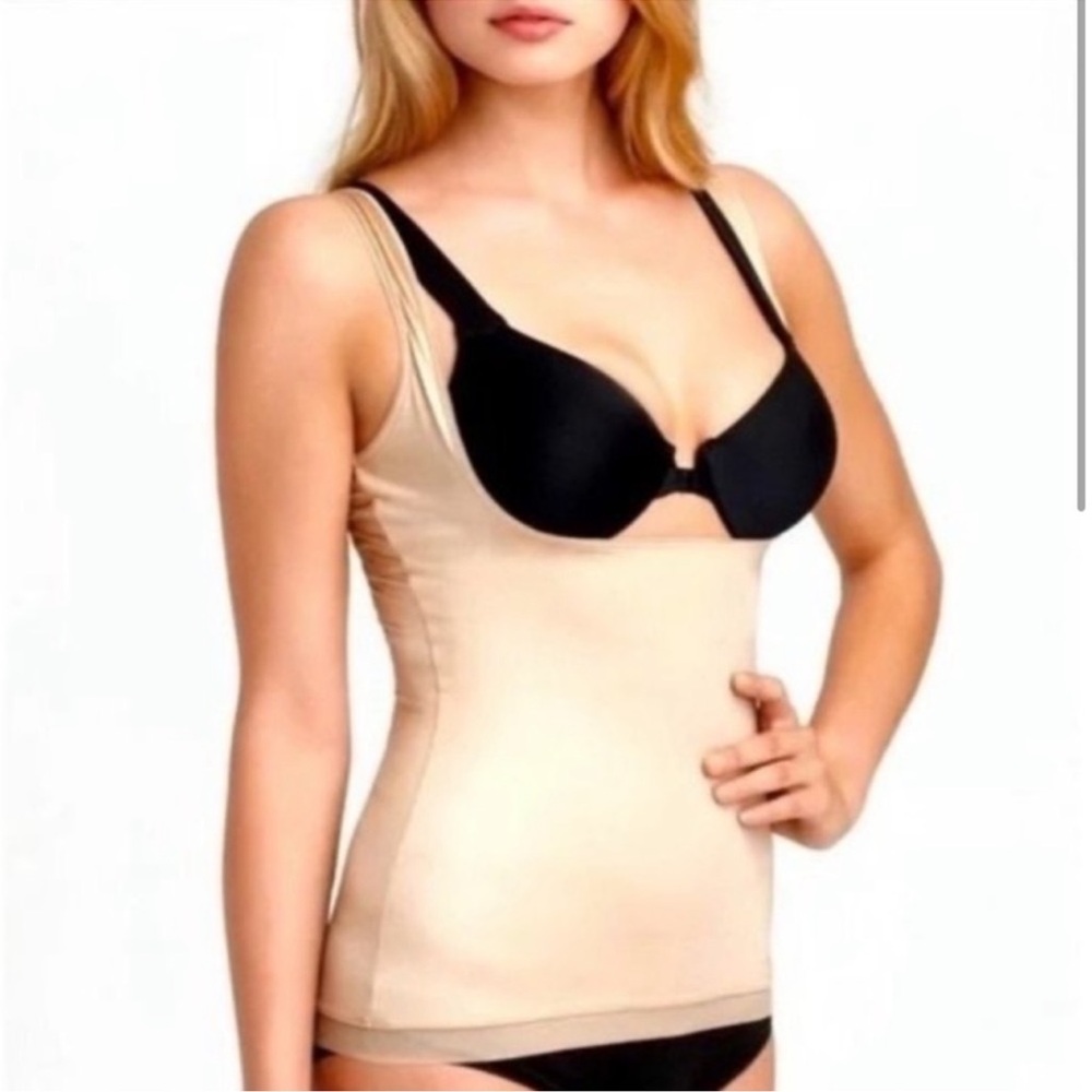 Spanx Cami Tank Top‎ Open Bust Slimming Control Stretch NUDE Size medium